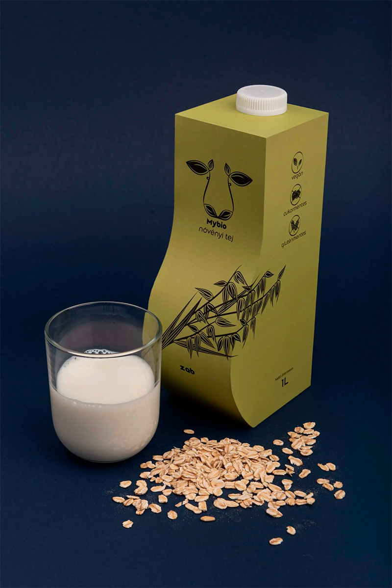 Нестандартная упаковка растительного молока Mybio