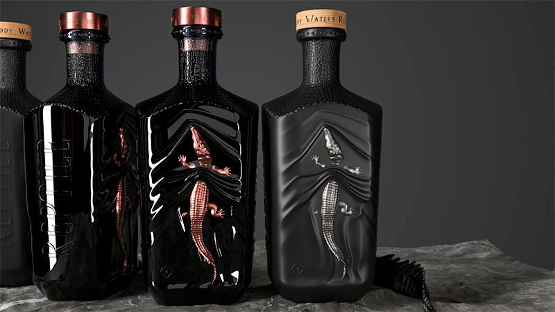 Концепт дизайна бутылки с аллигатором