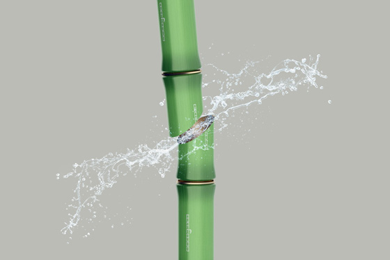 Упаковка напитков имитирует сегмент ствола бамбука