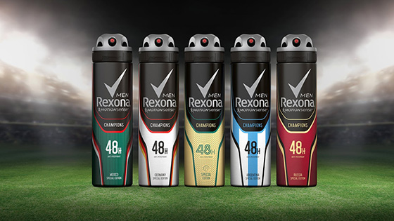 Дизайн упаковки к FIFA 2018 - дезодоранты Rexona