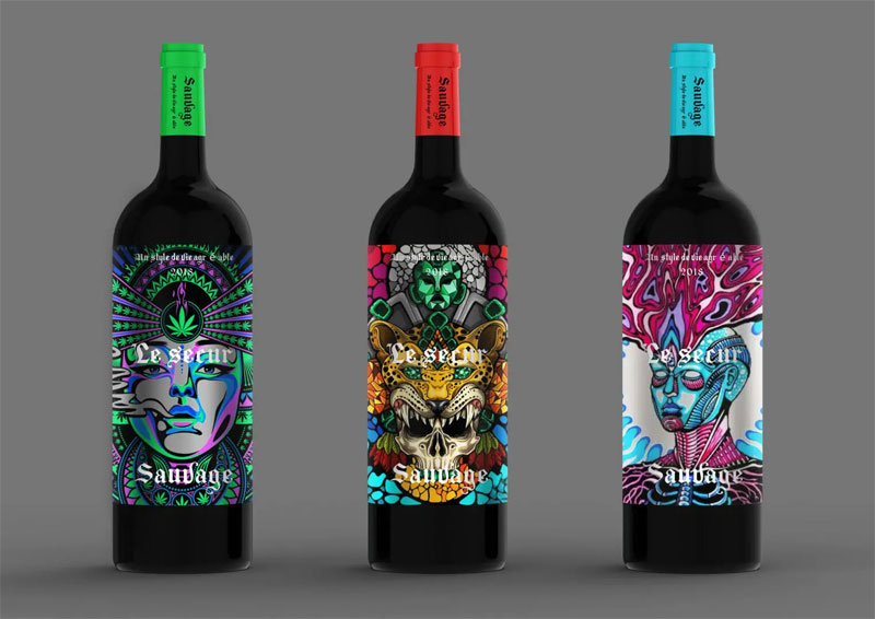 Дизайн бутылок вишнёво-чёрного вина