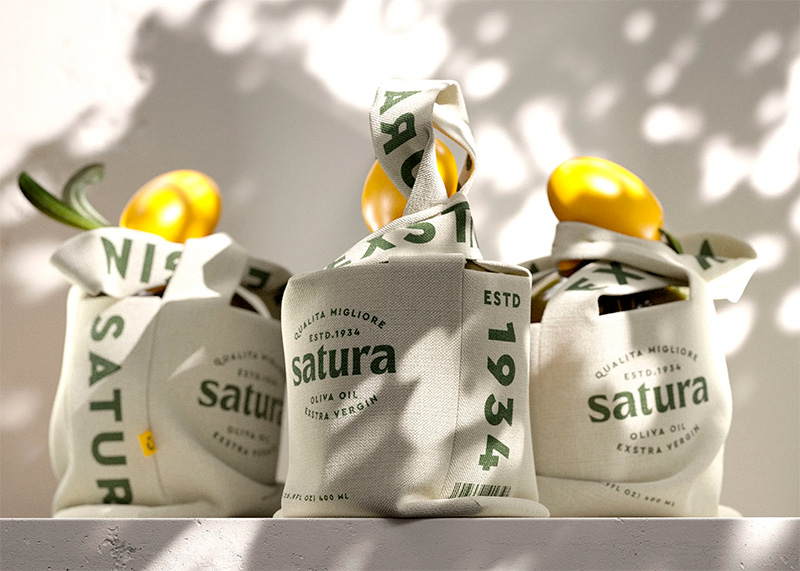 Концепт дизайна упаковки оливкового масла Satura